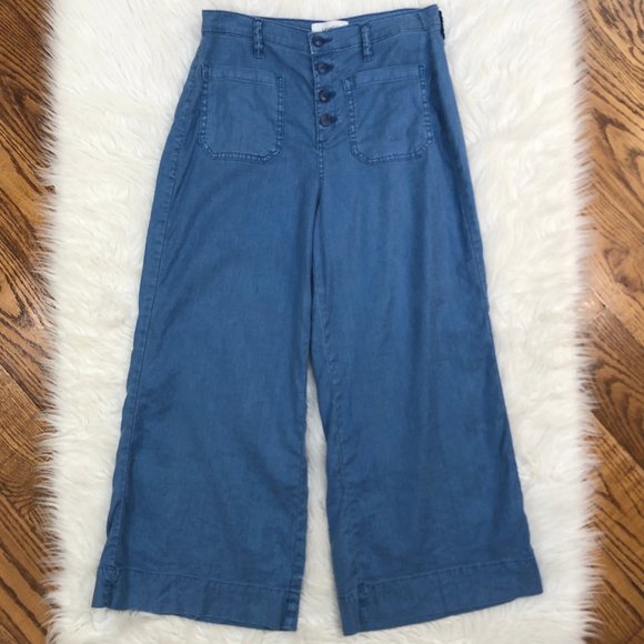 Anthropologie Blue Wide Leg Pants - Picture 6 of 16